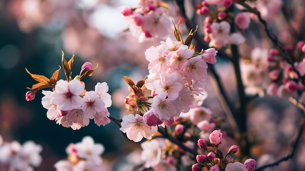 cherry blossom tree selective focus Generative AI