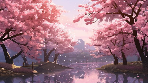 Photo cherry blossom trees