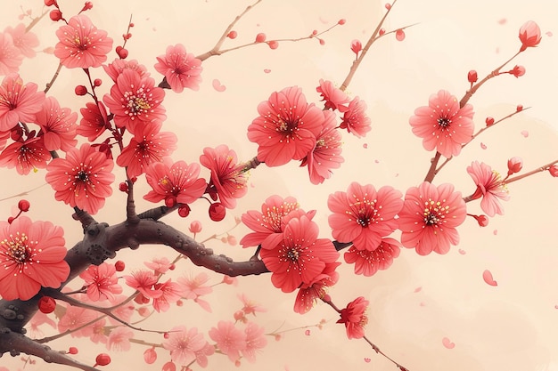 cherry blossom watercolor HD 8K wallpaper Stock Photographic Image