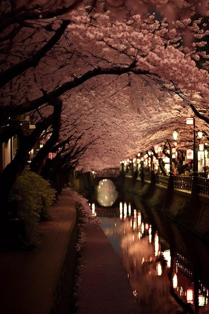 Cherry blossoms along the river