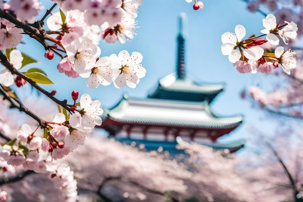 背景に桜の花