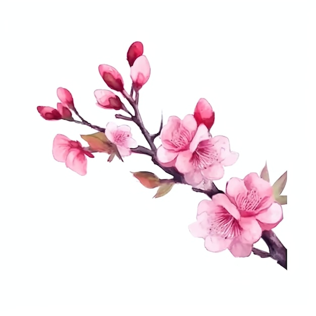 Cherry blossoms beautiful sakura branches flowers and petals illustration