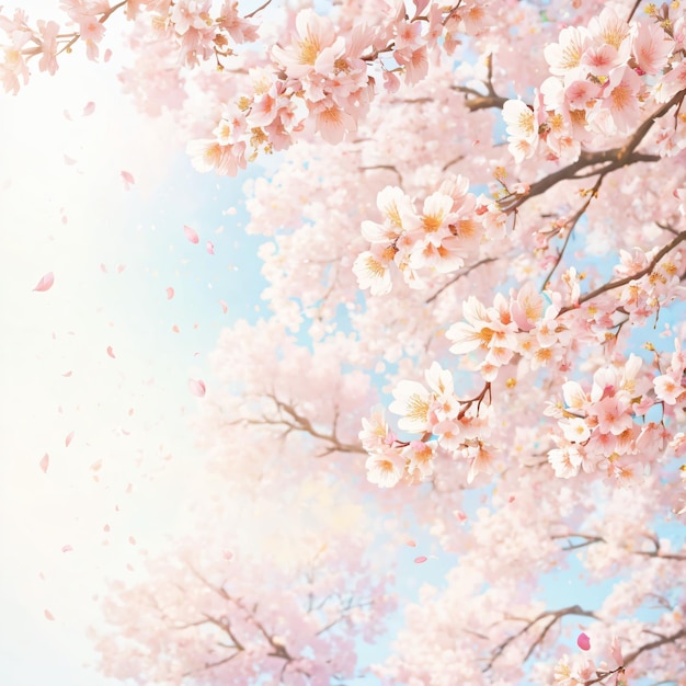 Cherry blossoms on a blue sky background