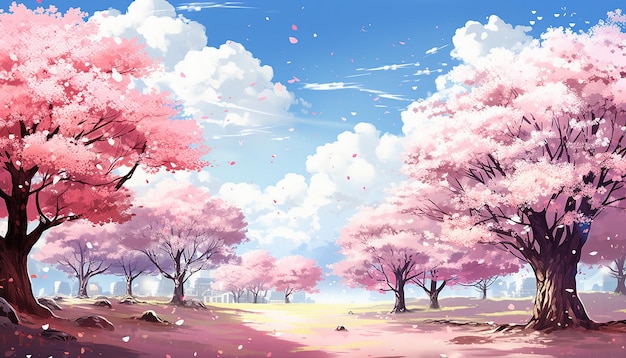 cherry blossoms forest