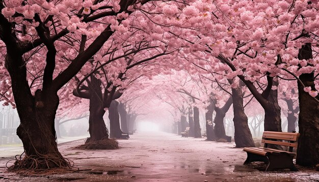 Photo cherry blossoms forest