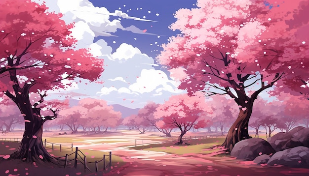 cherry blossoms forest