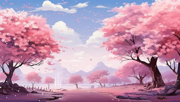 cherry blossoms forest