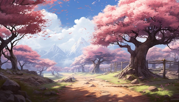 cherry blossoms forest