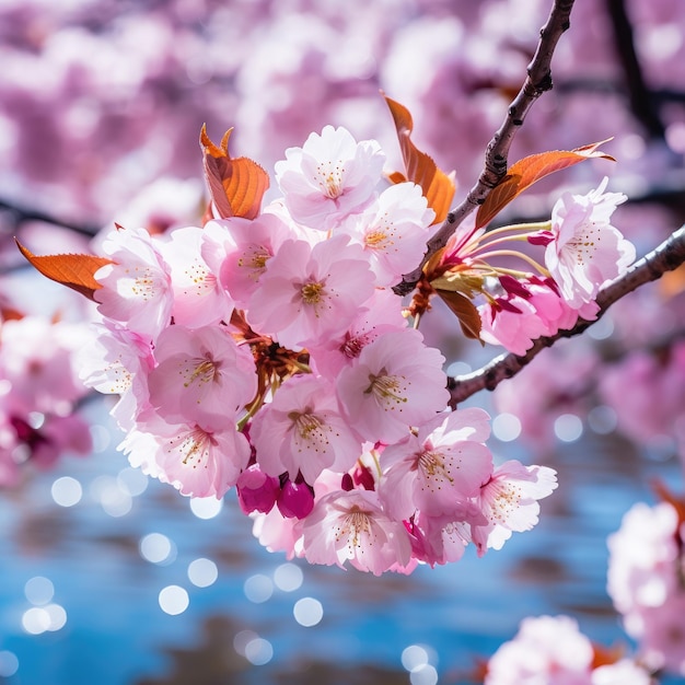 Cherry blossoms in full bloom during spring