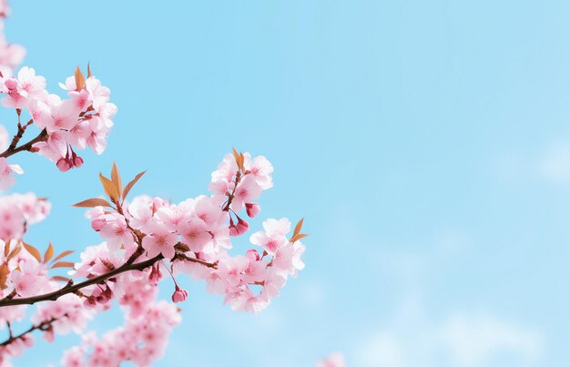 Cherry blossoms in full bloom on a sunny day in spring