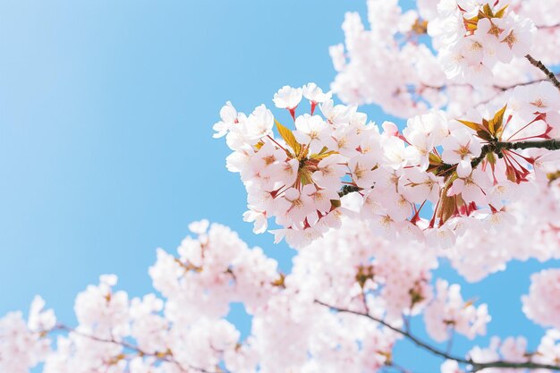 사진 은 파란 하늘을 배경으로 꽃이 피는 체리 꽃