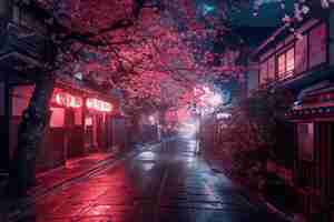 Photo cherry blossoms at night kyoto japan