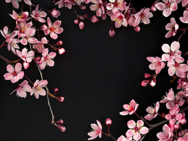 Фото Цветы вишни на черном фоне