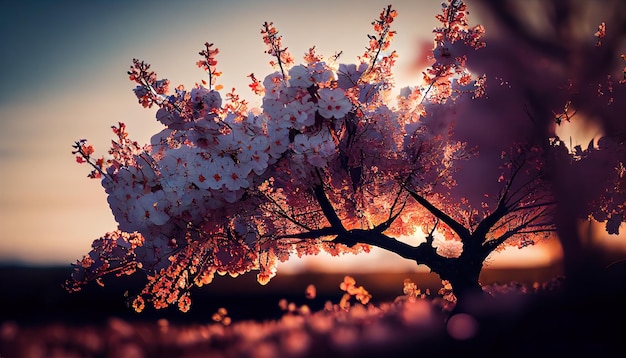 Cherry blossoms tree spring Ai generated