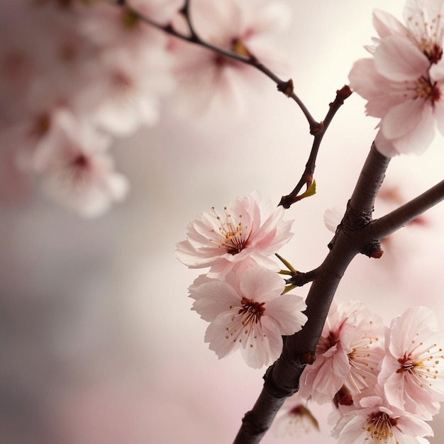 Photo cherry blossoms on twigs with blur background