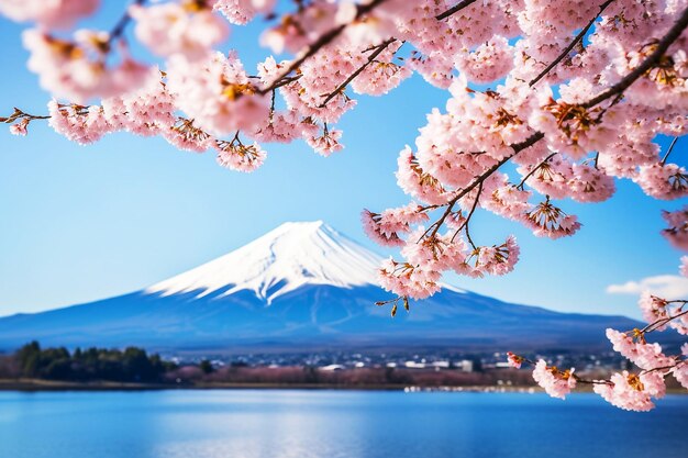 写真 山の背景にある桜の花