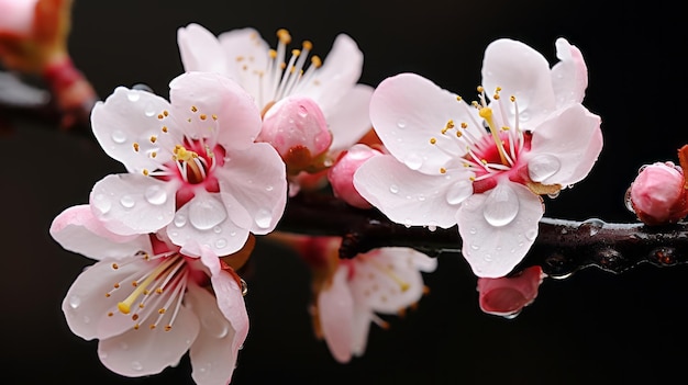 水滴がついた桜の花