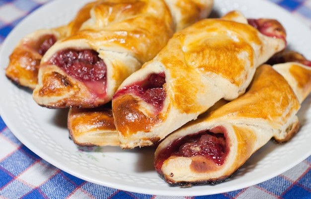 cherry bun on a plate