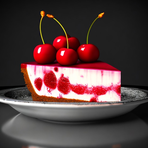 Photo cherry cheesecake 8k resolution concept art splash art maximalism unreal engine 5 dslr polishe