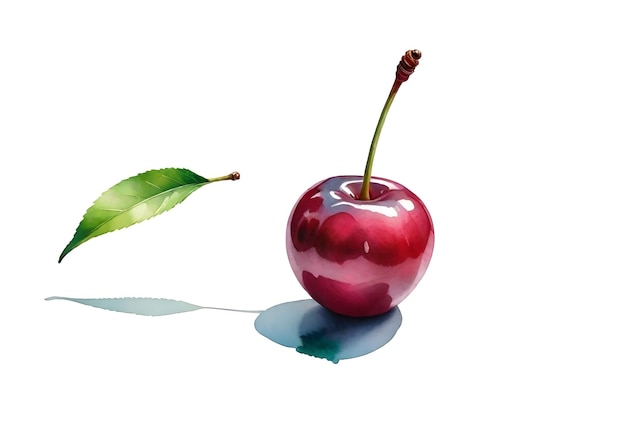 체리 디지털 페인팅 고립 된 과일 일러스트 배경 그래픽 채식주의 음식 디자인