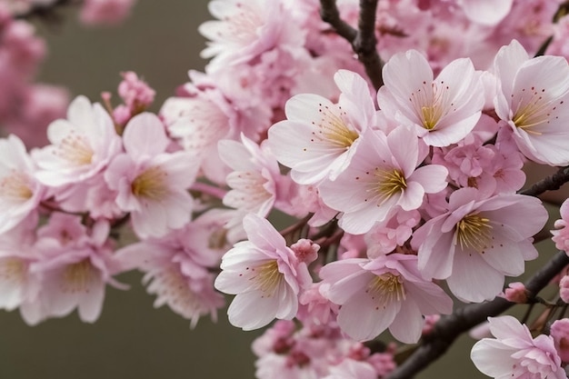 Cherry flowers with soft background soft light pink colorful cherry blossom with free spaces