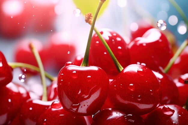 Photo cherry fruit background and copy space