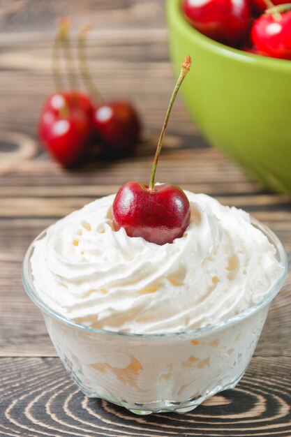 Cherry Fruit in Cream Dessert