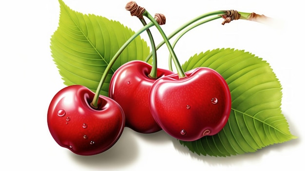 Cherry isolated on white background neural network ai generated