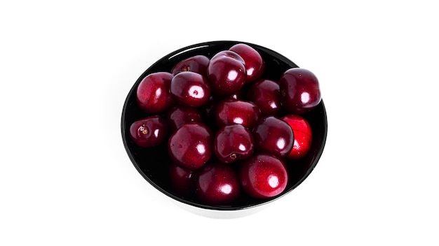 Cherry isolated on a white background. Sweet cherry berries on a white background. Red berries are isolated. High quality photo