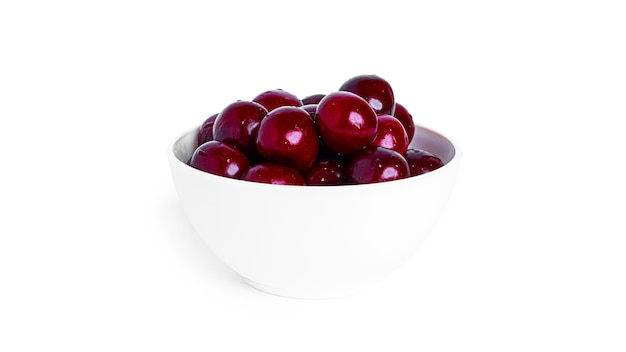 Cherry isolated on a white background. Sweet cherry berries on a white background. Red berries are isolated. High quality photo