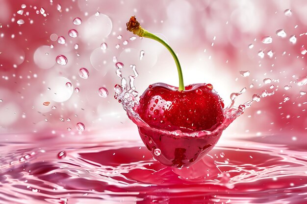Photo cherry juice dynamic splash