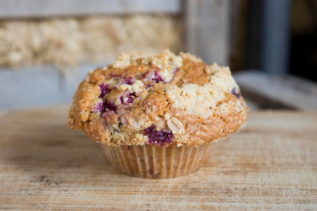 Cherry muffins made in a French patisserie.