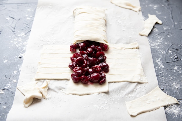 Cherry pie. the cooking process