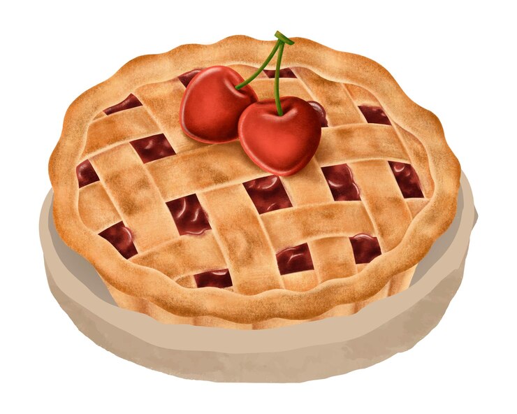 Photo cherry pie png sticker realistic illustration transparent background