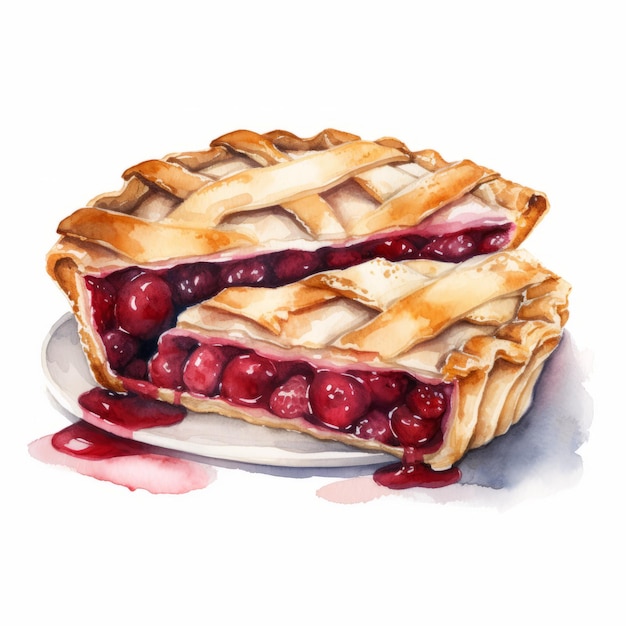 Cherry Pie Watercolor Clipart Multilayered Realism And Intense Detailing