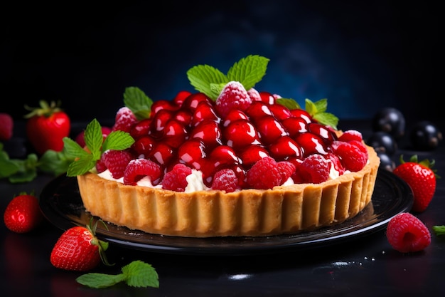 Cherry pie with lattice along with fresh sour cherries sweet pie fruit cake thanksgiving sweet dish