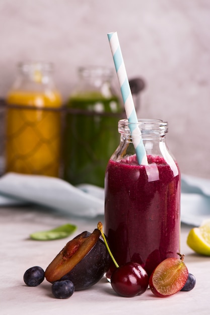 Cherry, plum, grapes and blueberry smoothie