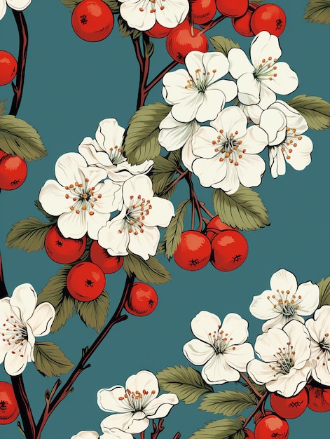 Cherry realistic Illustration pattern