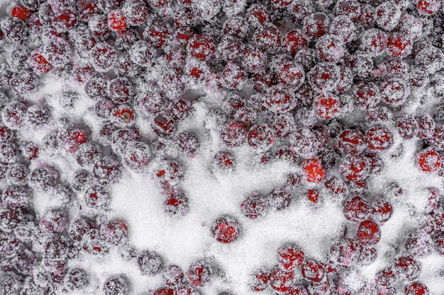 Photo cherry in sugar as a background