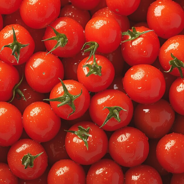Cherry tomaten overvloed Verse rode tomaten met dauw textuur achtergrond Voor sociale media Postgrootte