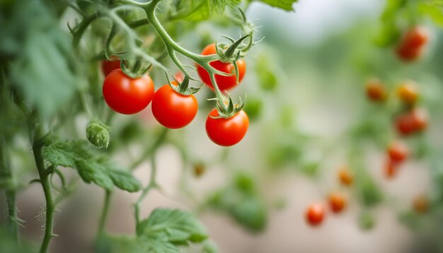 Cherry Tomato on branch small tomatoes Bunch of fresh red tomatoes