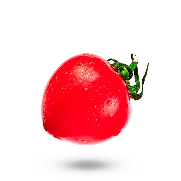 Cherry tomato isolated on white background Falling cherry tomatoes