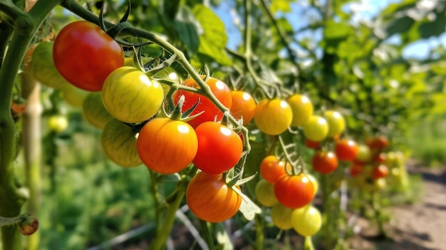 cherry tomatoes in a greenhouse