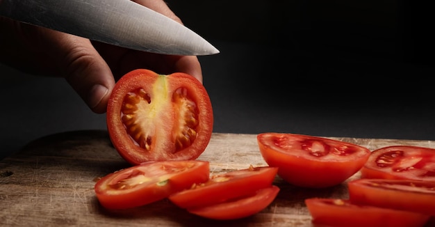 Cherry tomatoes on wooden board