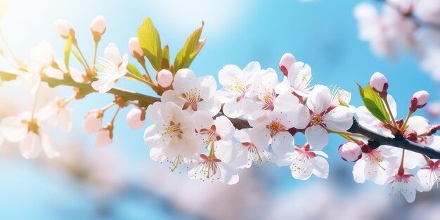 Cherry Tree Branch With White Flowers