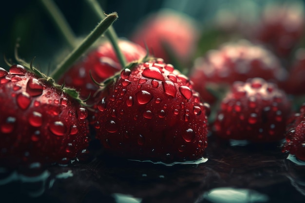 Cherry water drops Food macro drops Generate Ai