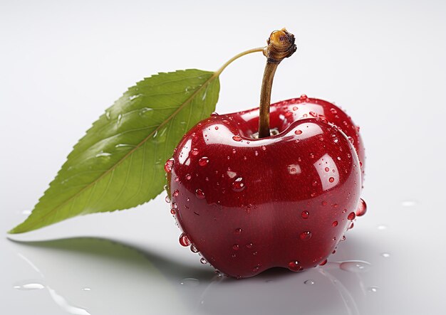 a Cherry on a white background with photography