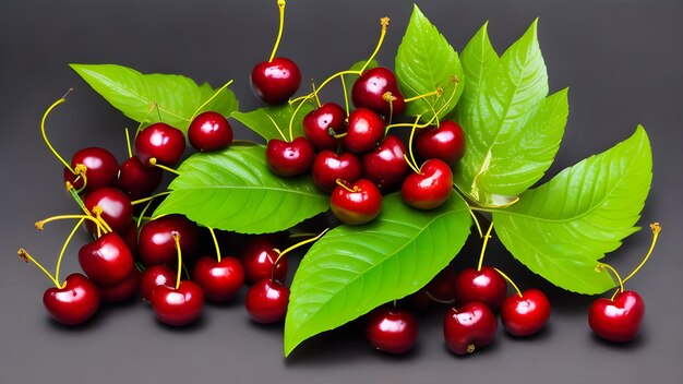 Photo cherry with leaf isolated