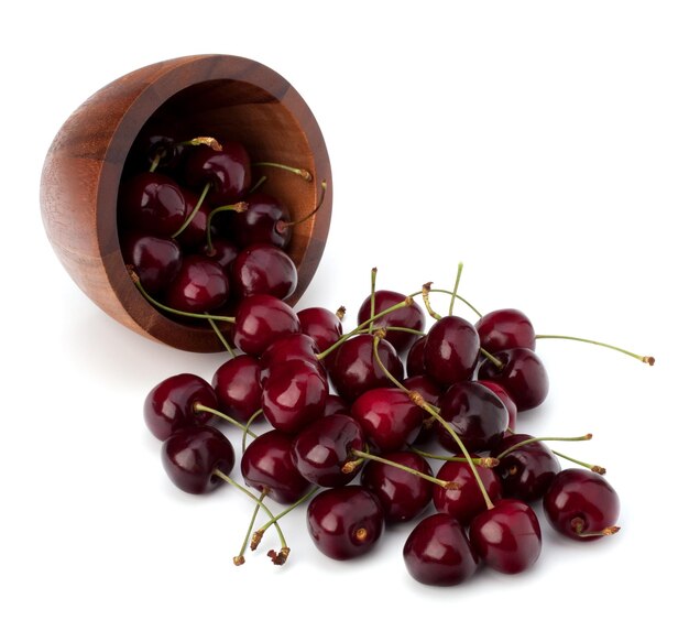 Cherry in wooden bowl