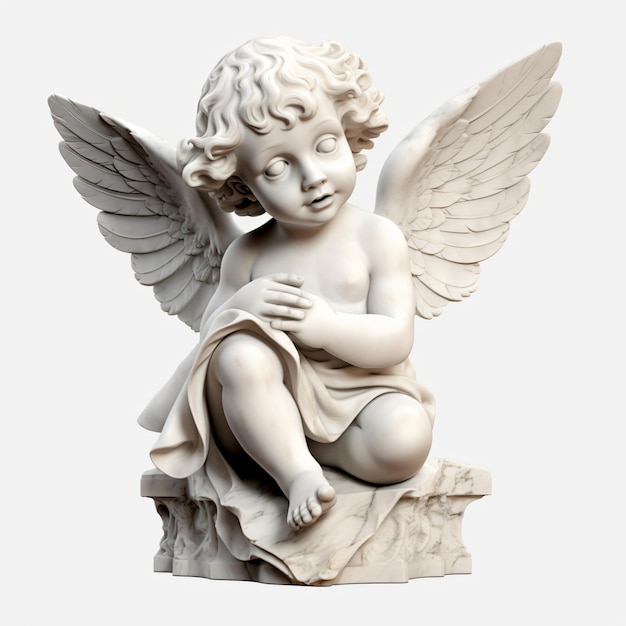 cherub marble statue isolated on white background